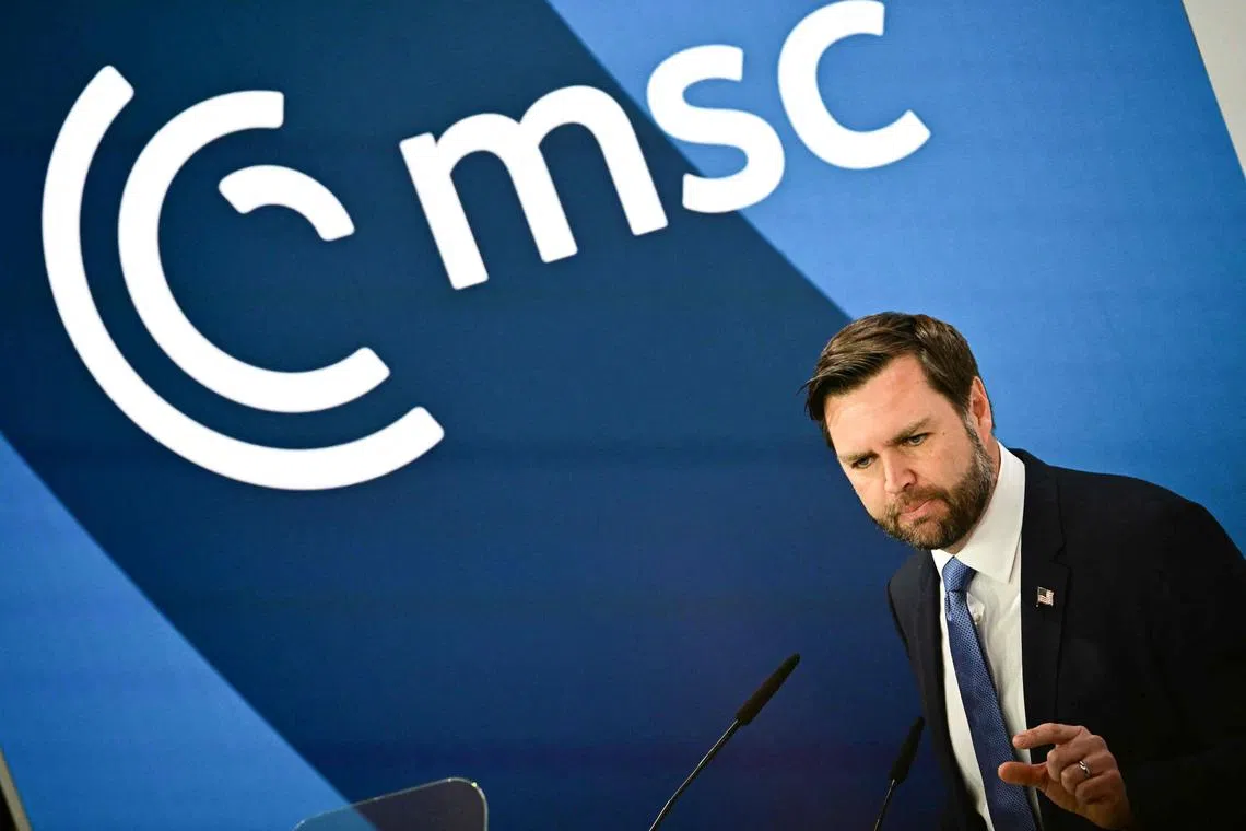 US Vice-President J.D. Vance barely mentioned Russia or Ukraine in his speech at the Munich Security Conference on Feb 14.