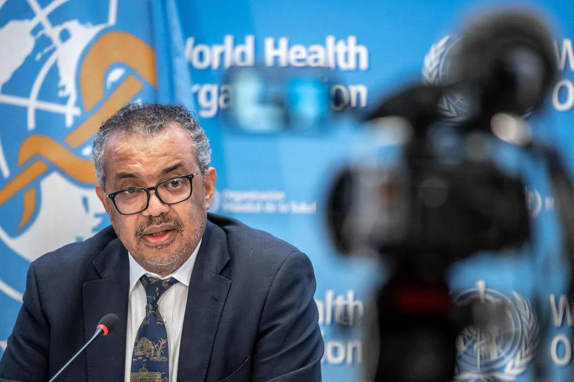 WHO director-general Tedros Adhanom Ghebreyesus makes and address during a press conference at the World Health Organization's headquarters in Geneva in December.