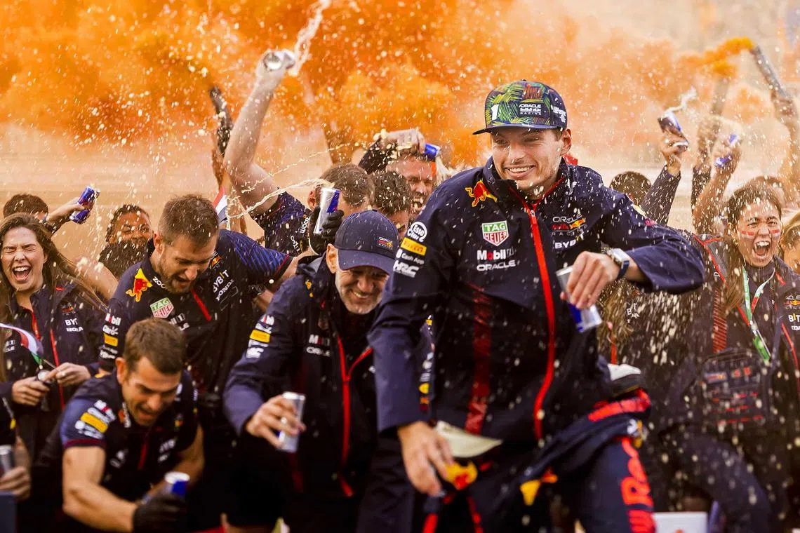 Red Bull's Max Verstappen won his nine straight F1 race on Sunday at the Dutch Grand Prix. He leads teammate Sergio Perez in the driver's championship by 138 points.