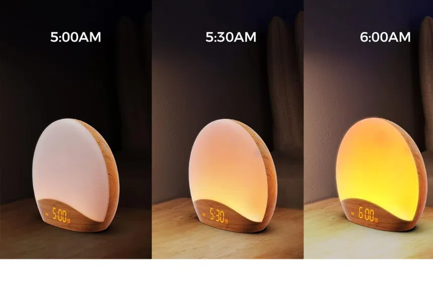 Wood Grain Sunrise Alarm Clock and Sound Machine Nightlight
