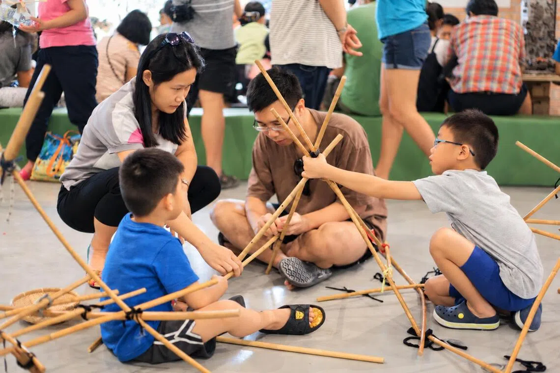 The event invites parents to step into their child’s world and play together with open-ended materials.