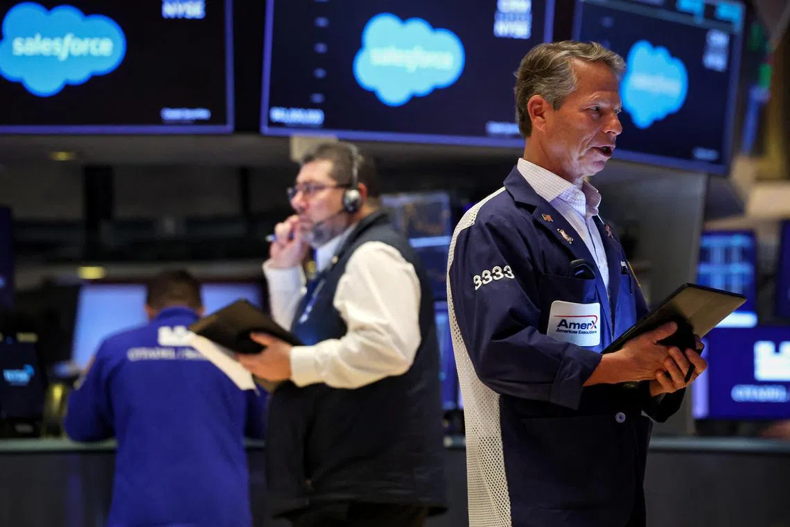 Traders working on the floor of the New York Stock Exchange, in New York City, on March 26.