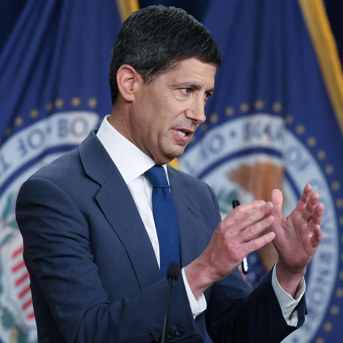 Federal Reserve chair Kevin Warsh speaks during a news conference at Federal Reserve Headquarters in Washington, DC., on July 29.