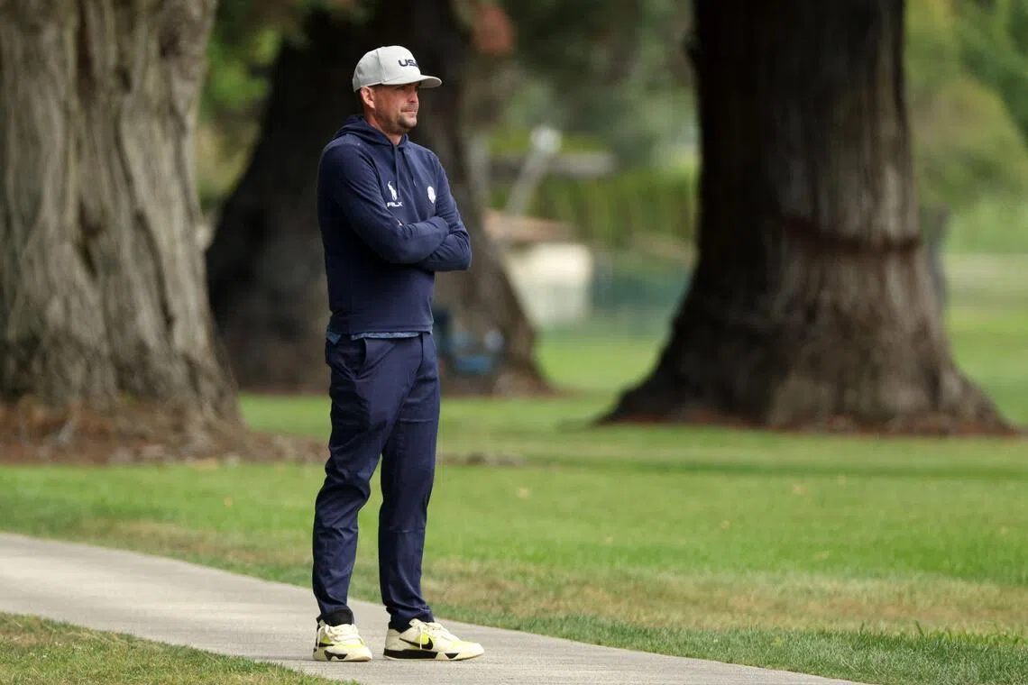 Ryder Cup captain for the US Keegan Bradley watching on the ninth hole during the second round of the Procore Championship 2025 on Sept 12.