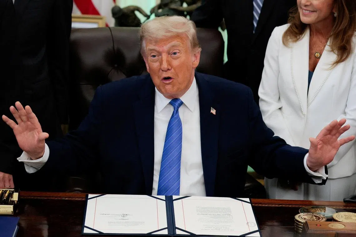 U.S. President Donald Trump speaks in the Oval Office as he signs the Secure America Act, at the White House in Washington, D.C., U.S., June 10, 2026. REUTERS/Evan Vucci