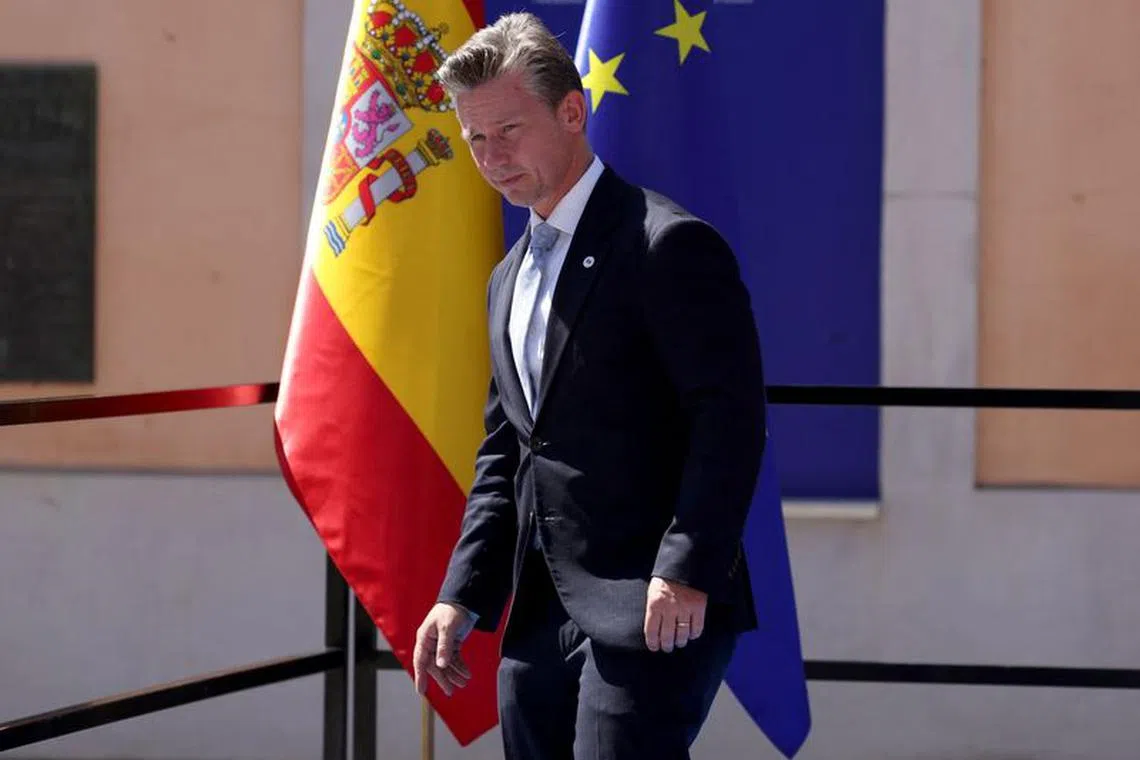 Swedish Defence Minister Pal Jonson walks to pose for a family photo with other attendees during the informal EU ministerial meeting on defence in Toledo, Spain August 30, 2023. REUTERS/Isabel Infantes/File photo