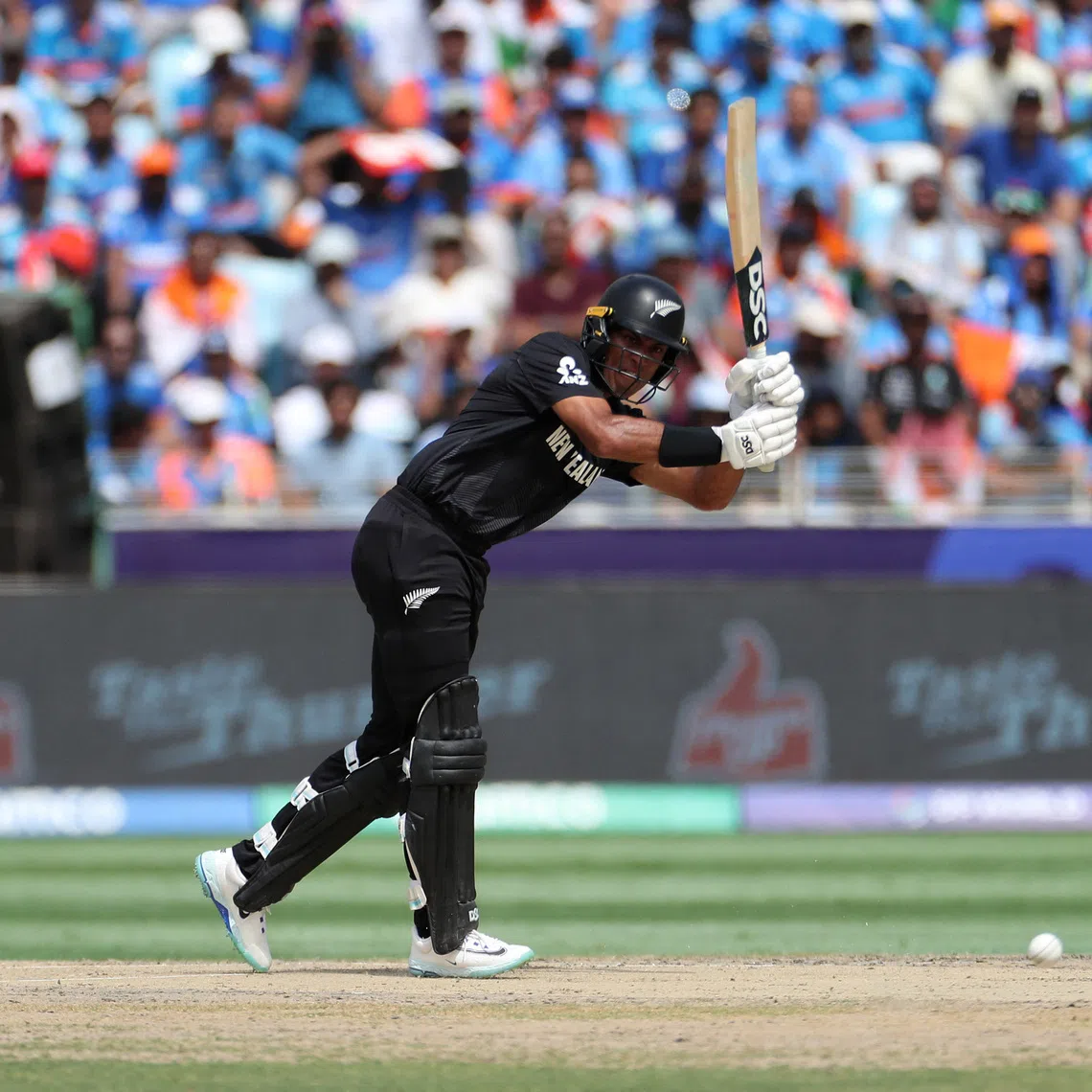 Cricket - ICC Men's Champions Trophy - Final - India v New Zealand - Dubai International Stadium, Dubai, United Arab Emirates - March 9, 2025 New Zealand's Rachin Ravindra in action REUTERS/Satish Kumar