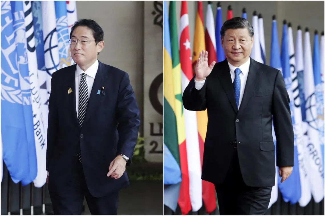 Japan PM Fumio Kishida (left) is slated to meet Chinese President Xi Jinping in Thailand on Thursday.
