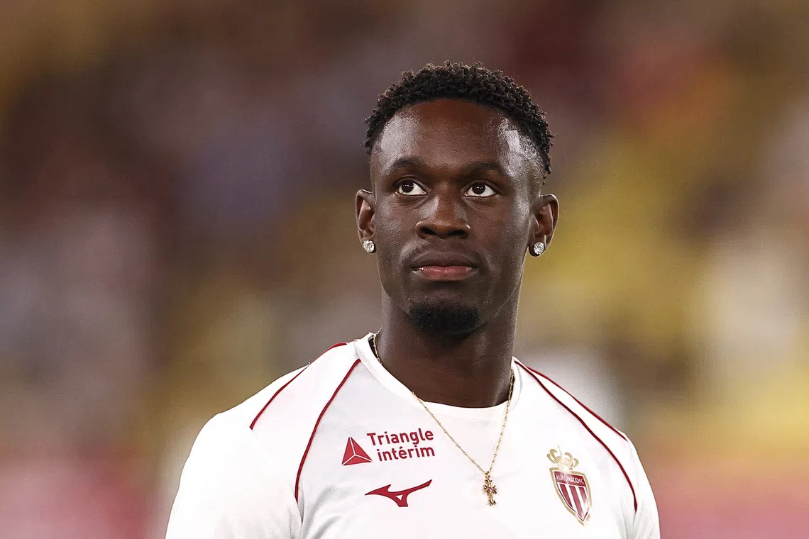 Soccer Football - Ligue 1 - AS Monaco v RC Lens - Stade Louis II, Monaco - September 18, 2026 AS Monaco's Folarin Balogun during the warm up before the match REUTERS/Manon Cruz