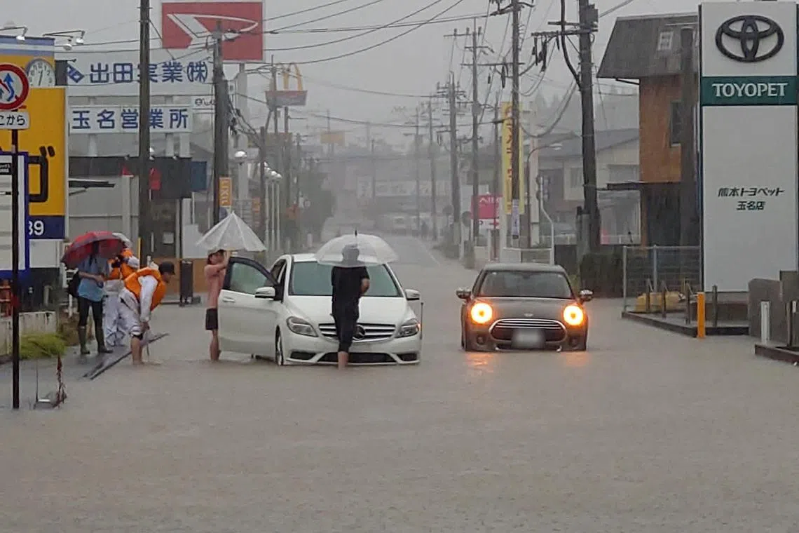 Typhoon Shanshan, which made landfall on Aug 29 morning on the southern island of Kyushu, was called a “rare typhoon” by the Japanese weather agency. 
