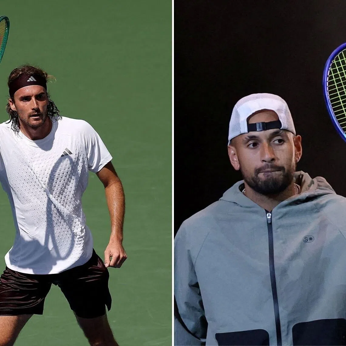 Stefanos Tsitsipas (left) and Nick Kyrgios briefly played doubles together but have had a turbulent relationship.