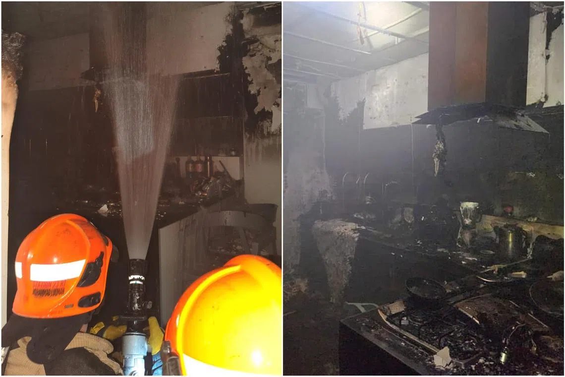 When SCDF arrived, fire was raging in the kitchen of the unit.