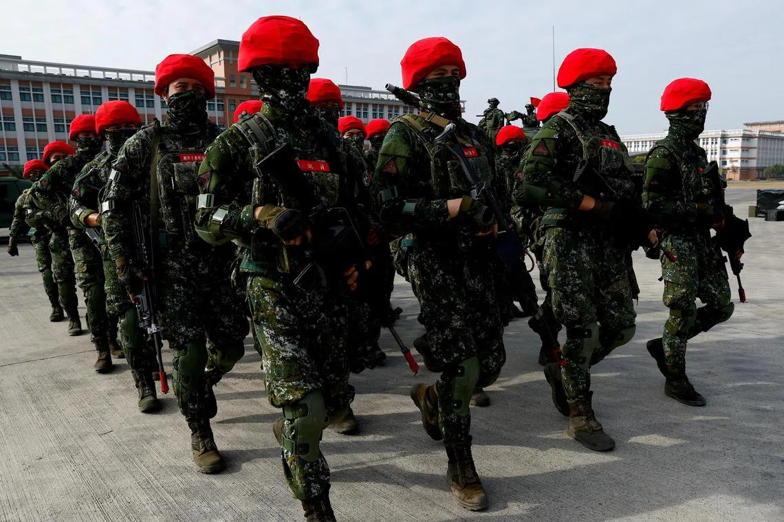 Taiwan's armed forces hold two days of routine drills to show combat readiness ahead of Lunar New Year holidays at a military base in Kaohsiung, Taiwan, January 11, 2023. REUTERS/Ann Wang