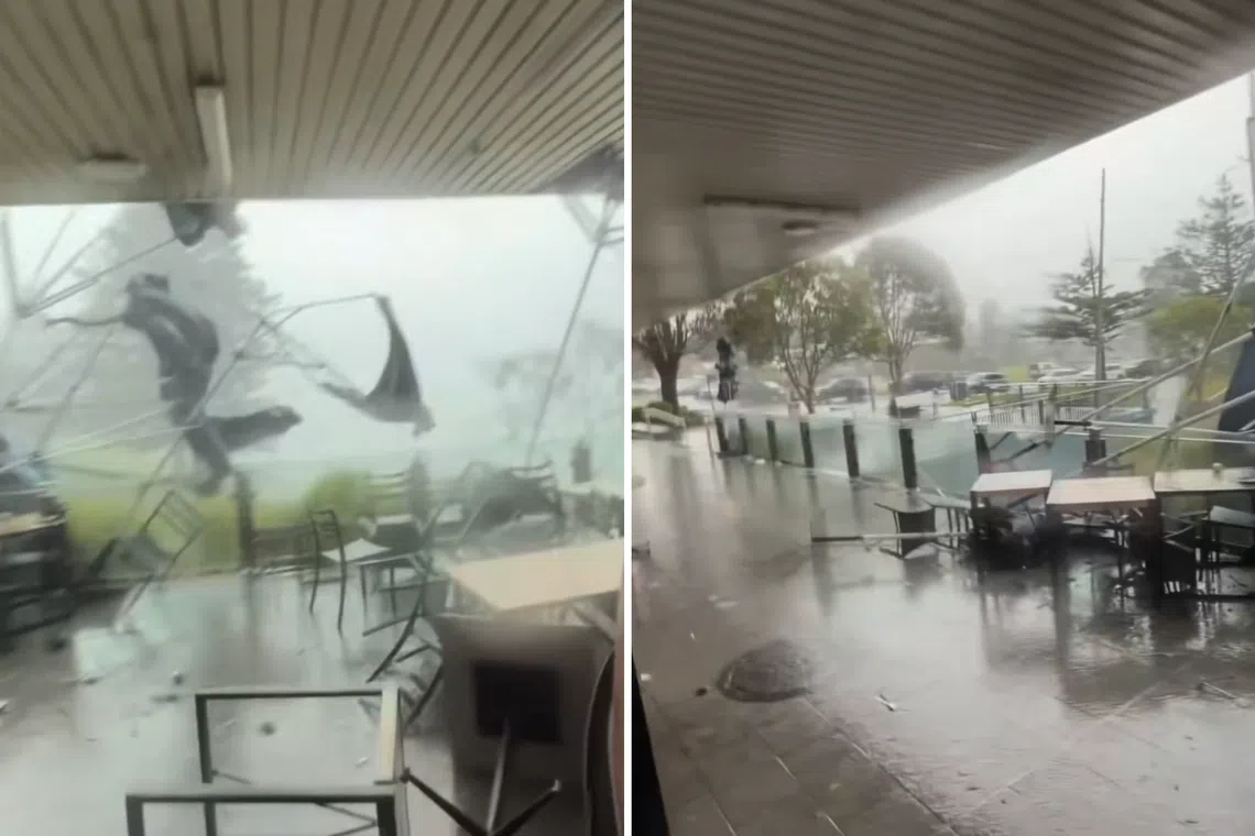 Videos shared on social media showed the twister sweeping through a suburban neighbourhood.