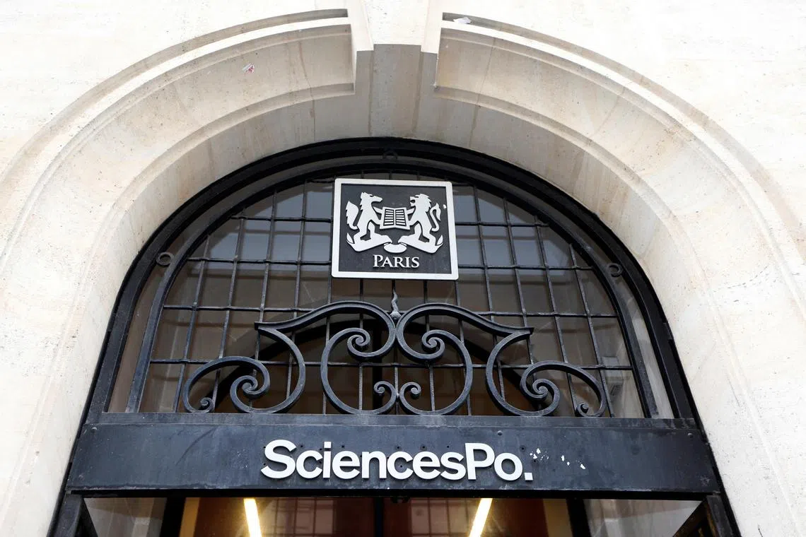 FILE PHOTO: Institute of Political Studies (IEP) or "Sciences Po" main entrance at the Institute in Paris, France, May 28, 2013. Picture taken May 28, 2013. REUTERS/Charles Platiau/File Photo