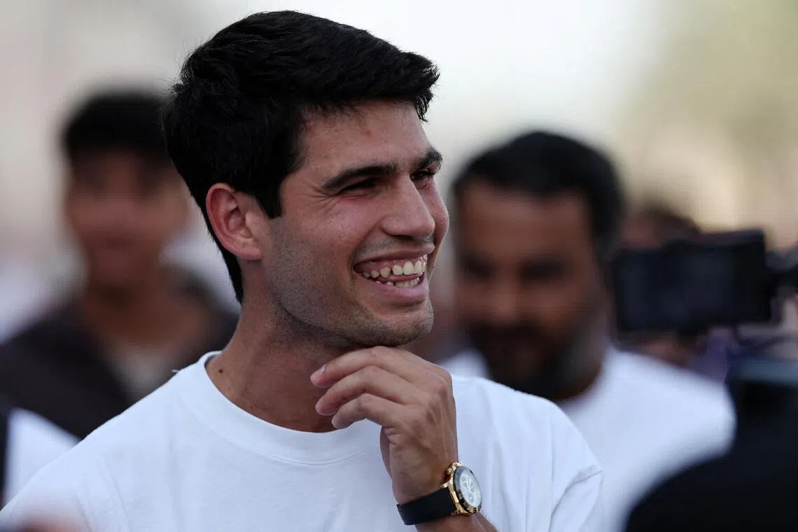 Tennis world No. 1 Carlos Alcaraz of Spain during Formula One pre-season testing at the Bahrain International Circuit in Sakhir on Feb 12, 2026
.