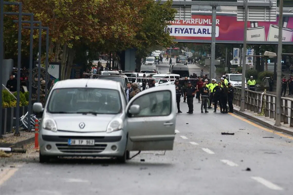 Security forces are seen outside the Interior Ministry following a bomb attack in Ankara, Turkey October 1, 2023. REUTERS/Cagla Gurdogan
