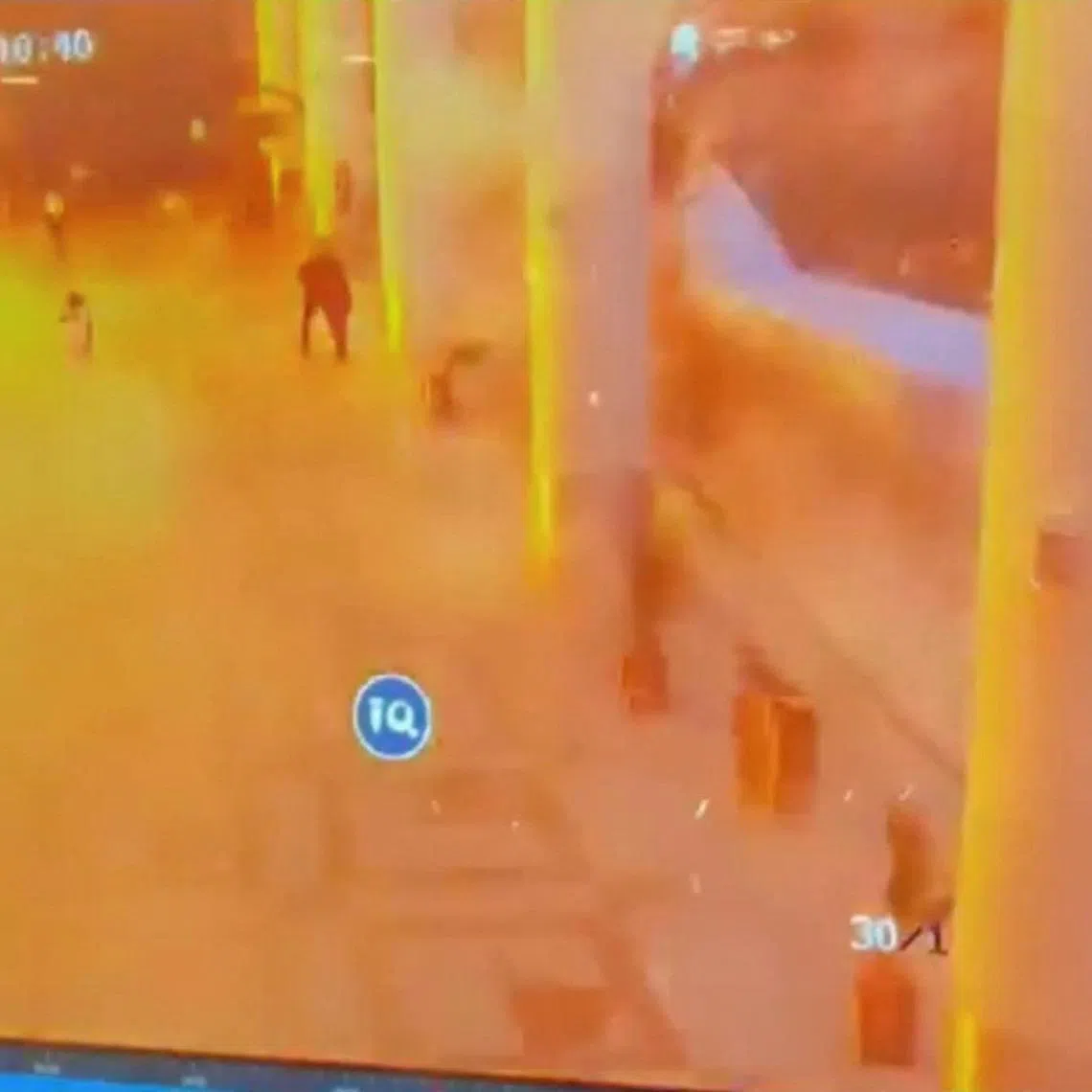 A CCTV footage shows people running for cover following a strike on Kuwait International Airport, in Kuwait City, Kuwait June 3, 2026. Civil Aviation Kuwait/Handout via REUTERS