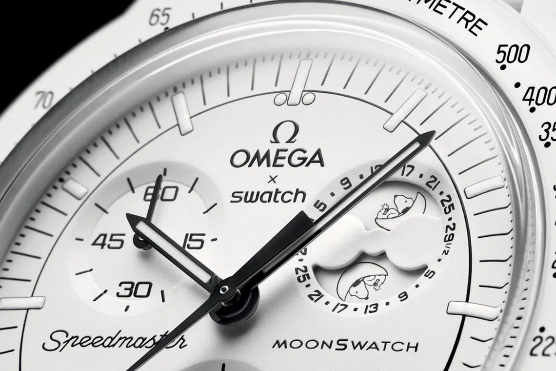 The Snoopy MoonSwatch is the first in the series to have a moonphase, a complication which displays the current phase of the moon