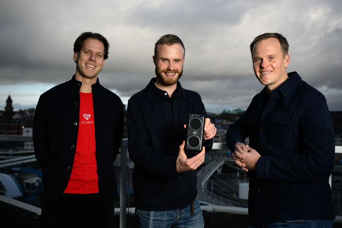 acorai team chief executive officer filip peters, chief technology officer jakob gelberg and chief operating officer kasper bourdette