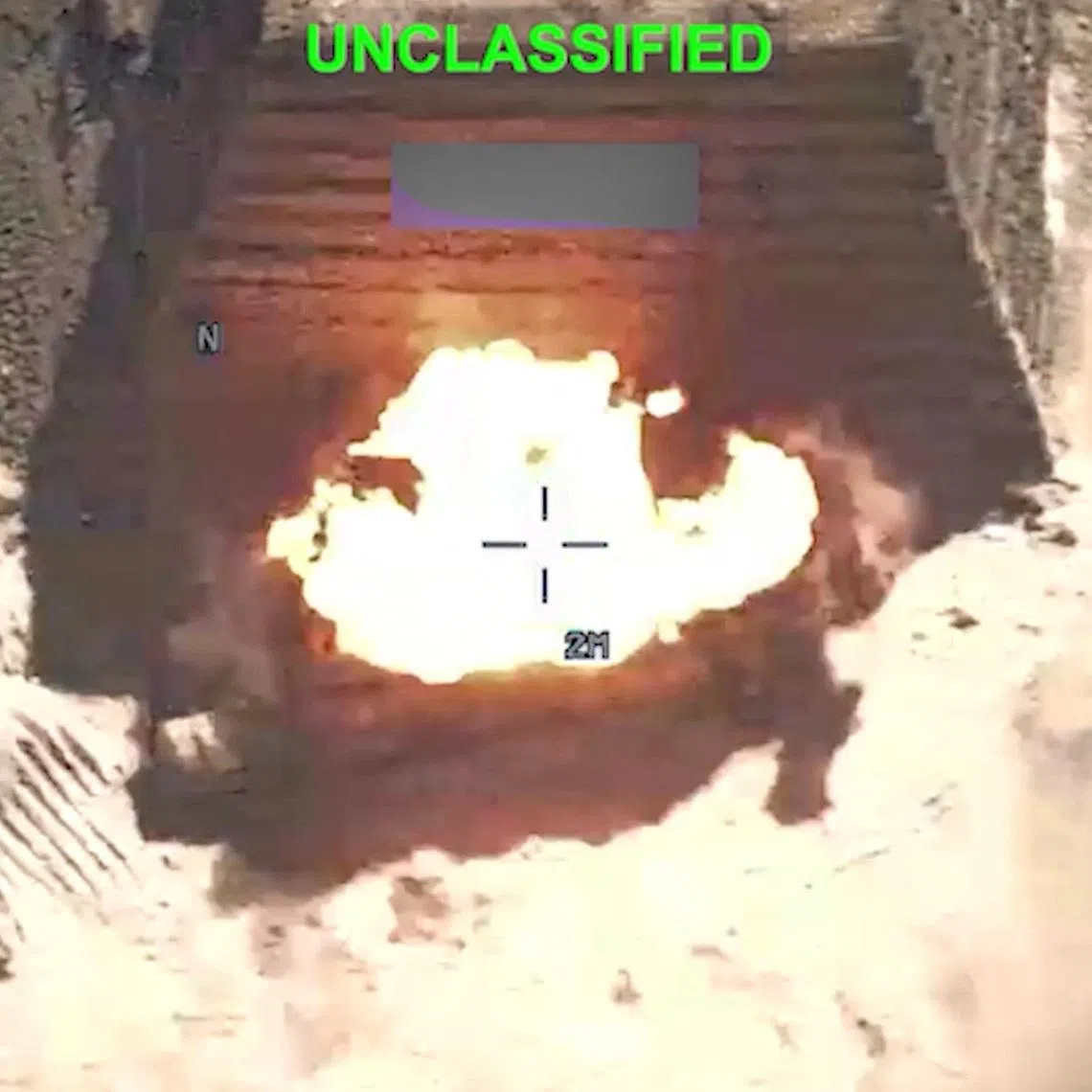 An explosion at an unknown location, during what U.S. Central Command (CENTCOM) says are strikes on Iran, in this screengrab taken from a handout video released on July 20, 2026. U.S. Central Command/Handout via REUTERS