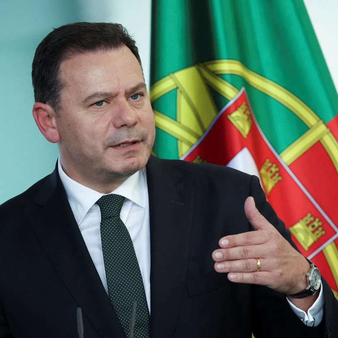 Portuguese Prime Minister Luis Montenegro speaks during a press conference with German Chancellor Olaf Scholz, in Berlin, Germany May 24, 2024. REUTERS/Lisi Niesner