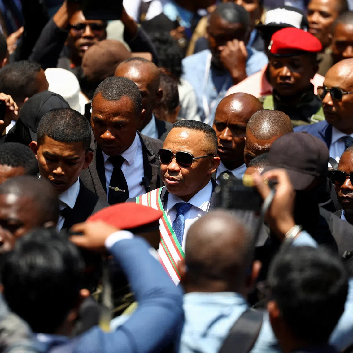 Madagascar's new military ruler, Colonel Michael Randrianirina, leaves after being sworn in as president on Friday, taking over from Andry Rajoelina following a coup that ousted him, at the constitutional court in Antananarivo, Madagascar, October 17, 2025. REUTERS/Siphiwe Sibeko
