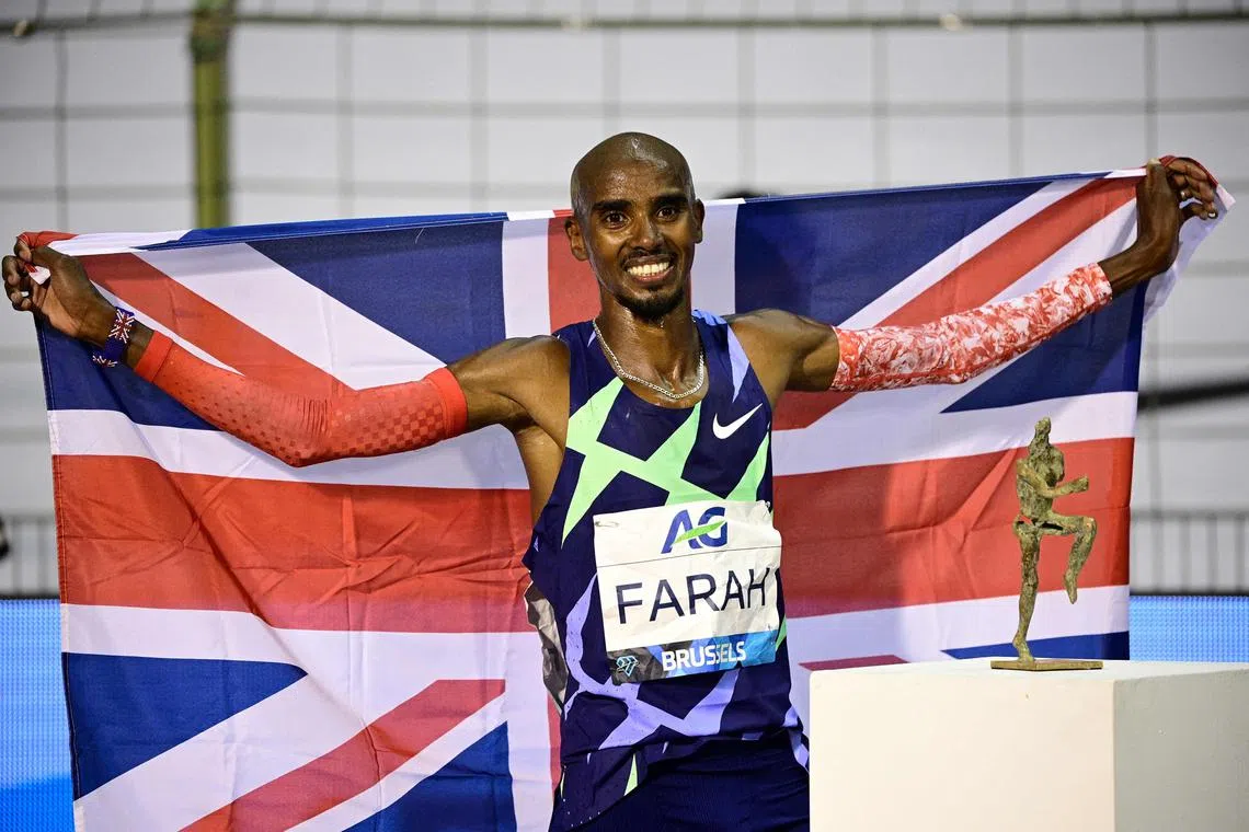 Mo Farah, pictured at The Diamond League in Brussels, will race in the London Marathon in 2022.