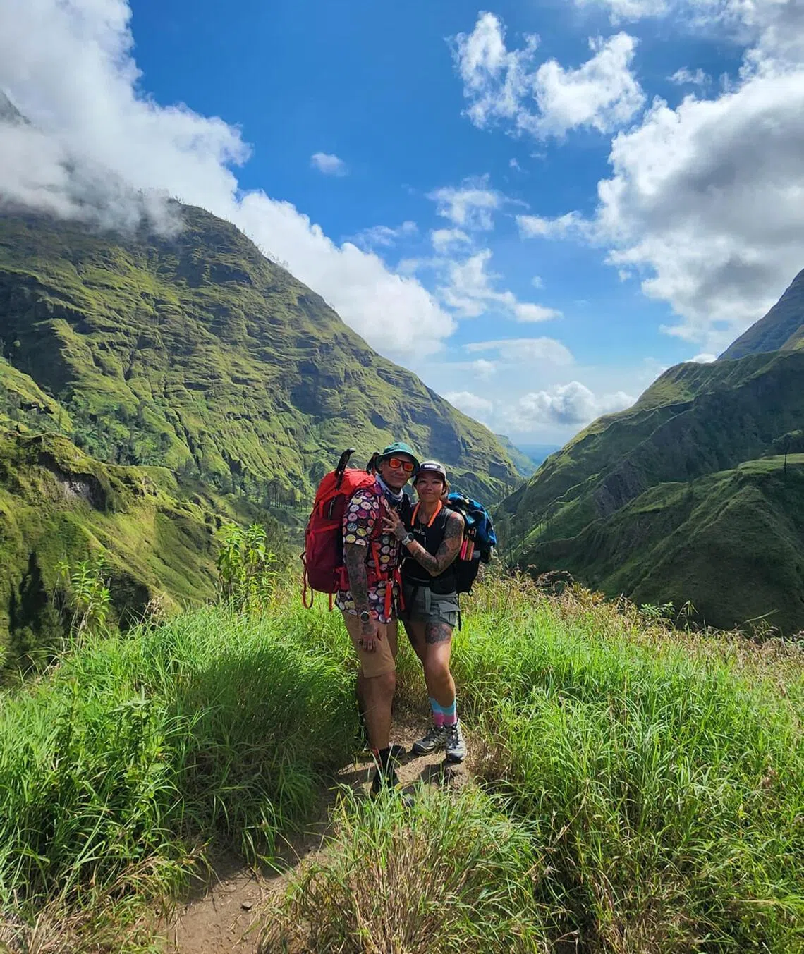Mr Andyn Kadir and his wife on Mount Rinjani in Lombok.
