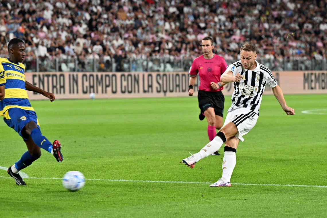Soccer Football - Serie A - Juventus v Parma - Allianz Stadium, Turin, Italy - August 29, 2026 Juventus' Teun Koopmeiners scores their second goal REUTERS/Jennifer Lorenzini