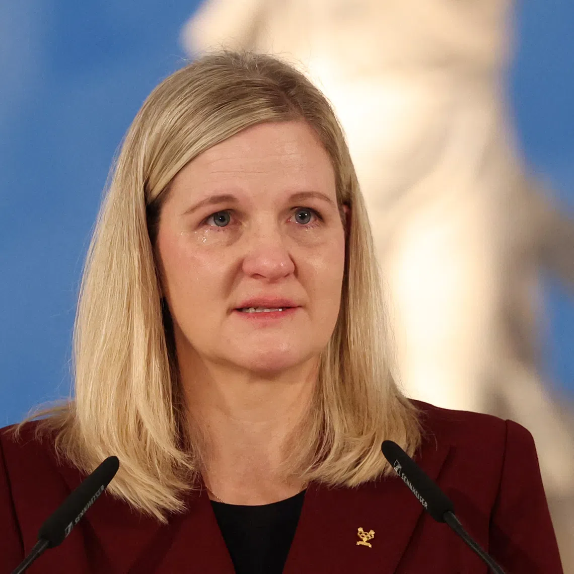 Olympics - 2026 Milano-Cortina Winter Olympics - 2026 Milano-Cortina Winter Olympics Flame Lighting Ceremony - Ancient Olympia, Greece - November 26, 2025 International Olympic Committee (IOC) president Kirsty Coventry speaks during the ceremony REUTERS/Louisa Gouliamaki