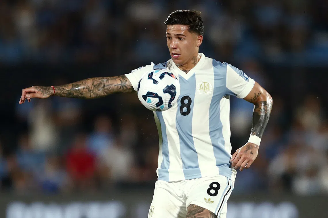 Argentina's Enzo Fernandez in action.