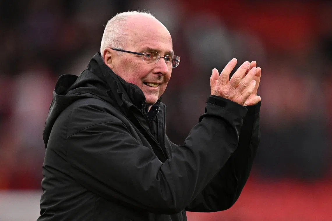 Liverpool Legends manager Sven-Goran Eriksson applauds the fans following the football match between Liverpool Legends and Ajax Legends at Anfield on March 23.