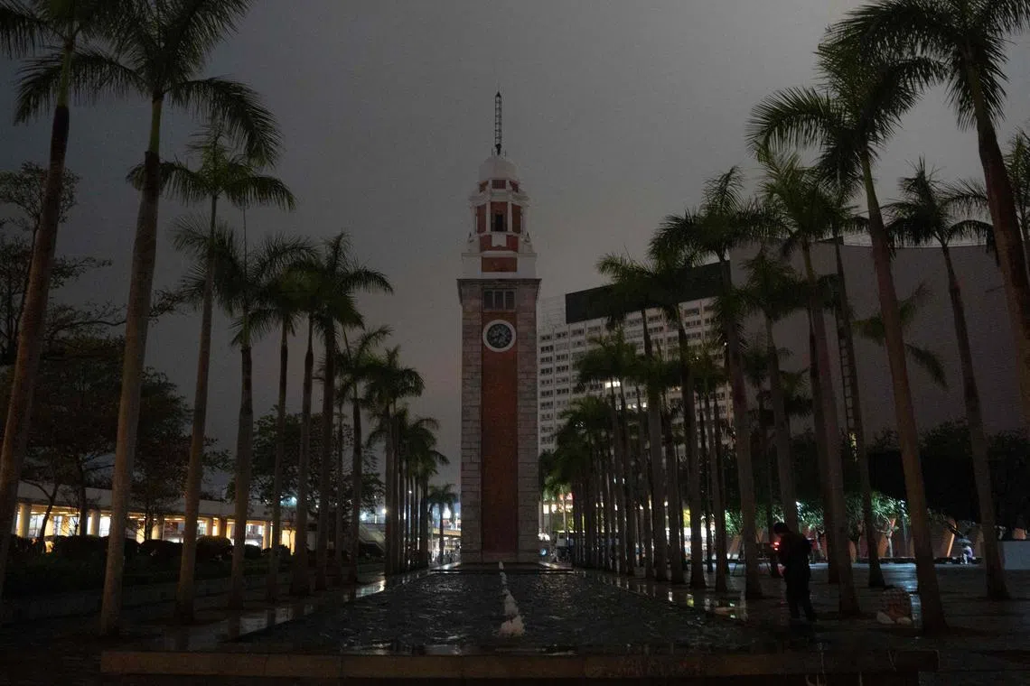 The Clock Tower in Hong Kong after  the lights were turned off to mark the Earth Hour environmental campaign. 