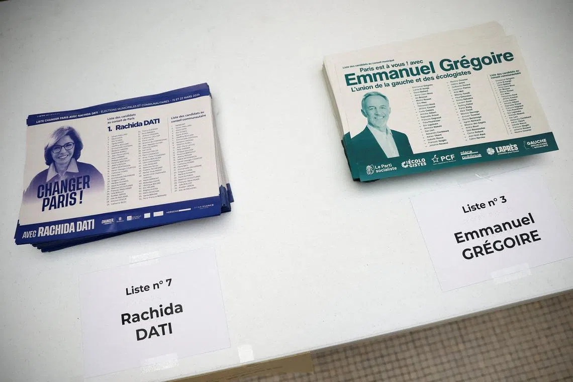 Ballots in the second round of the French mayoral election at a polling station in Paris, France, March 22, 2026. REUTERS/Sarah Meyssonnier