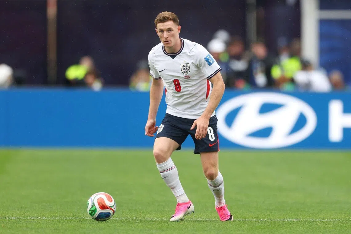 Elliot Anderson on the ball during England’s 0-0 World Cup draw with Ghana at Gillette Stadium near Boston on June 23.