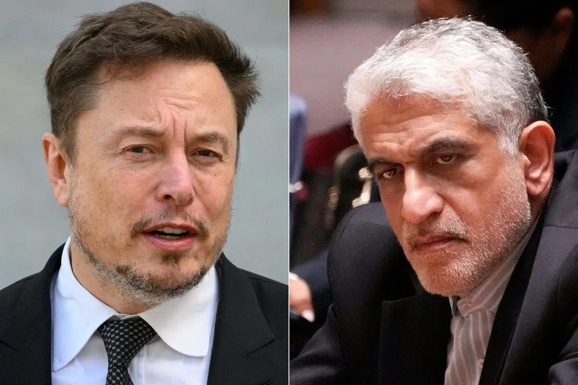 Iranian officials said the meeting between Mr Elon Musk and Iran's UN Ambassador Amir Saeid Iravani lasted more than an hour and was held at a secret location.