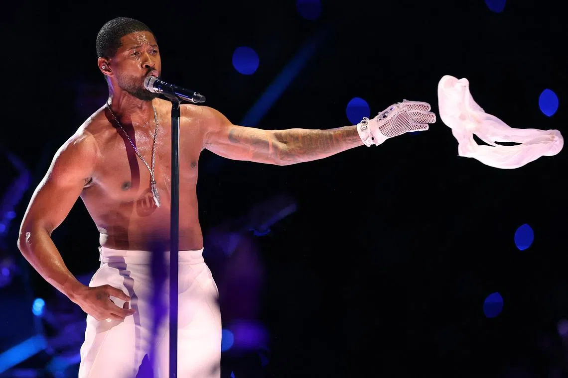 Usher headlined the Apple Music Super Bowl LVIII Halftime Show at Allegiant Stadium in Las Vegas, United States.
