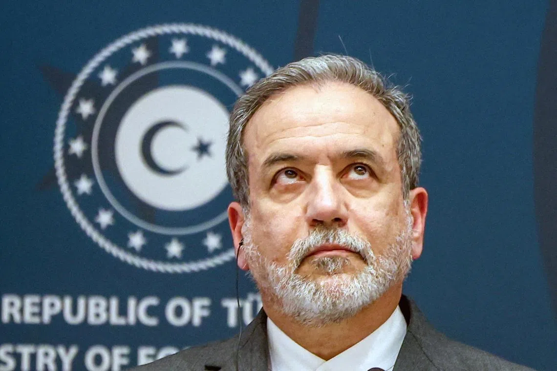 FILE PHOTO: Iranian Foreign Minister Abbas Araqchi attends a press conference after meeting with his Turkish counterpart Hakan Fidan, in Istanbul, Turkey, January 30, 2026. REUTERS/Dilara Senkaya/File Photo