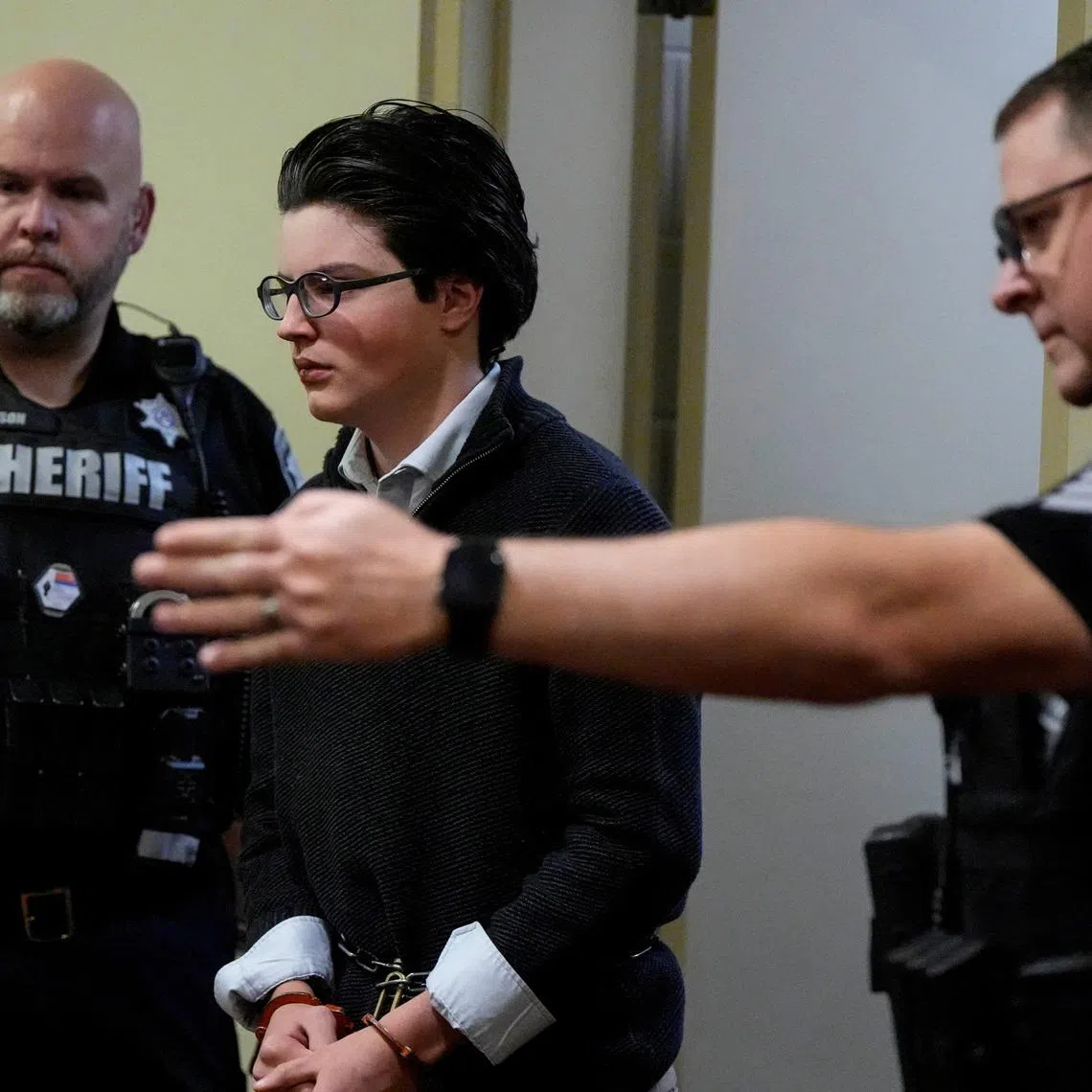 Apalachee High School shooting suspect Colt Gray entering Barrow County Courthouse, in Winder, Georgia, in December 2025.