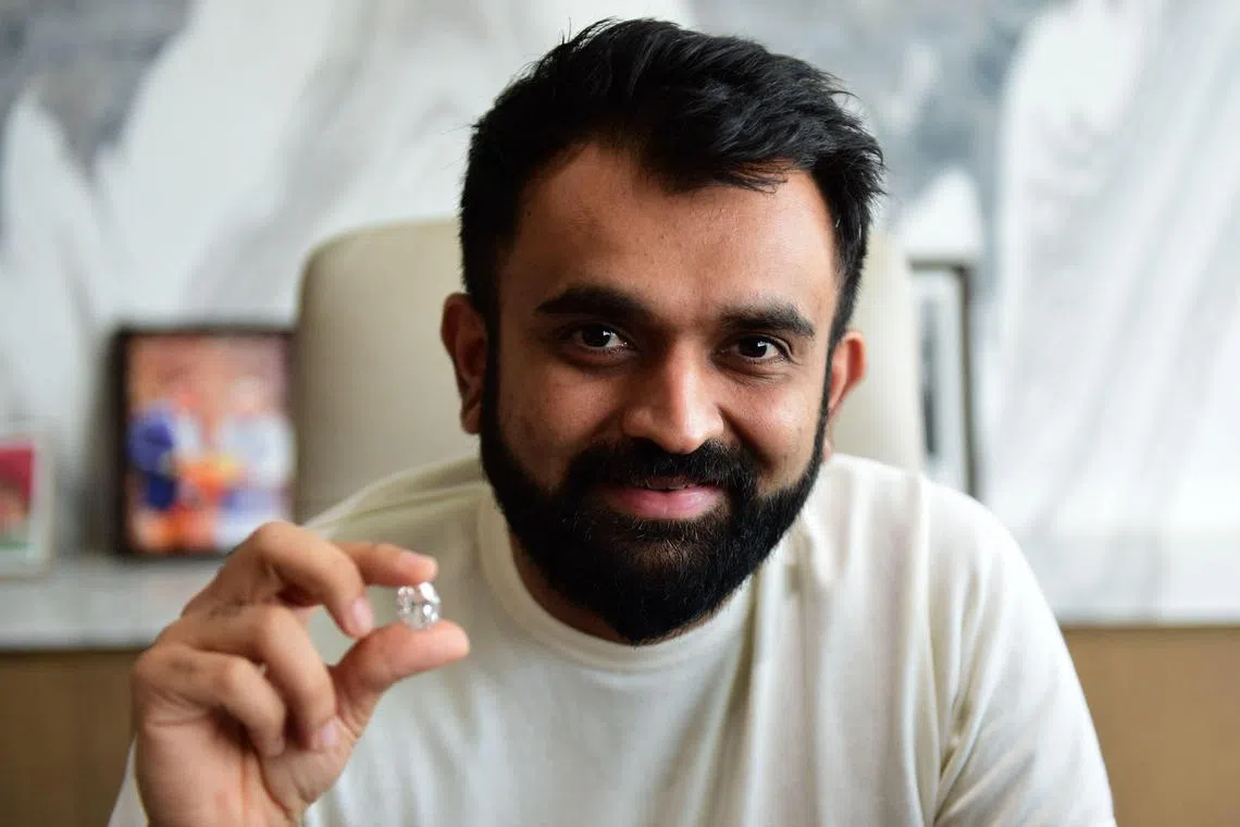 Smit Patel, director at Greenlab Diamonds with a lab-grown diamond. Man-made gems are reshaping the US$89 billion global diamond jewellery market.