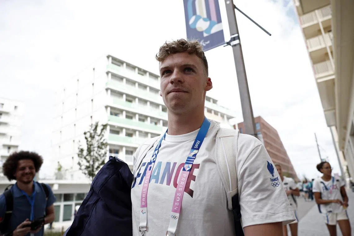FILE PHOTO: Paris 2024 Olympics - Preview - Paris, France - July 23, 2024 Leon Marchand of France is seen in the Olympic village, ahead of the Paris 2024 Olympics REUTERS/Benoit Tessier/File Photo
