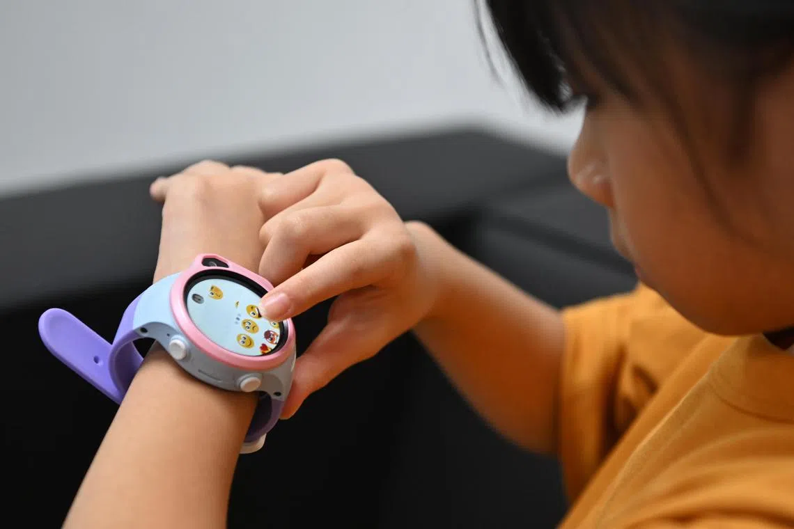 A posed photo of a child using the chat/text function on the smartwatch made by Singaporean children’s wearables company MyFirst on December 16, 2022. 


Singaporean children's wearables company MyFirst will launch a social media platform aimed at children during CES 2023 in January. 
It aims to promote safe online interaction and curb addiction 
Further details TBC