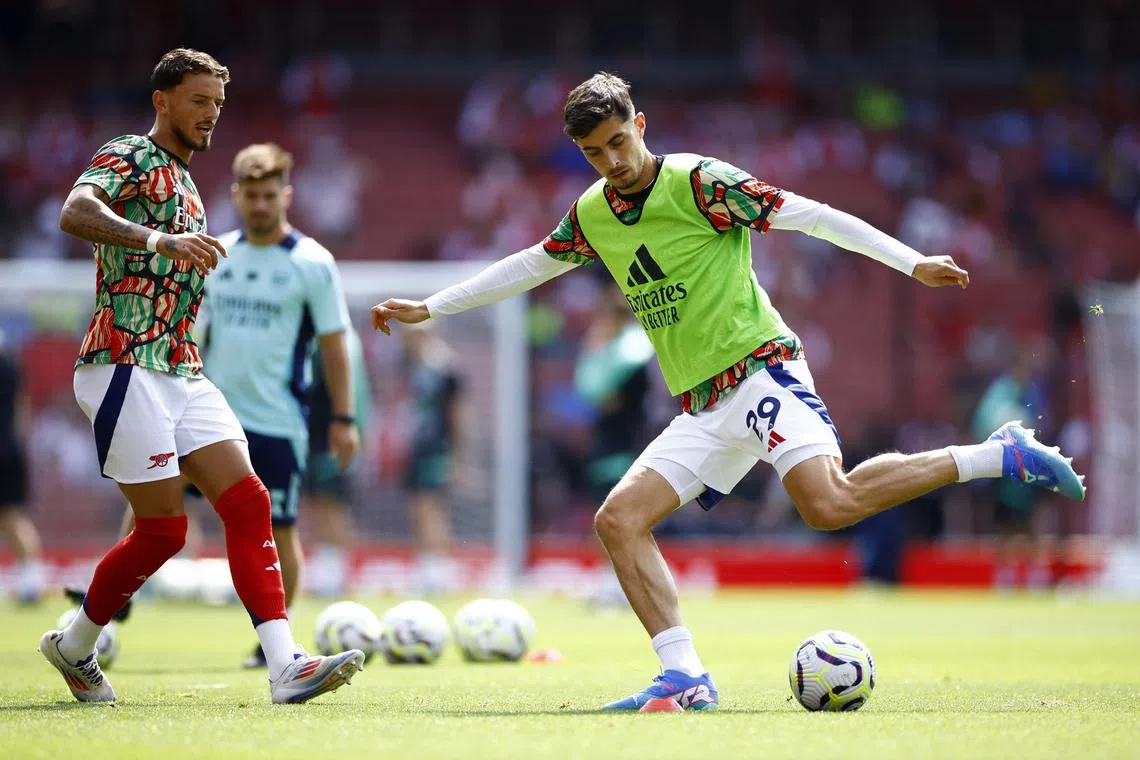 Arsenal's Kai Havertz will aim to continue scoring after netting against Wolverhampton Wanderers in the Gunners' season opener.