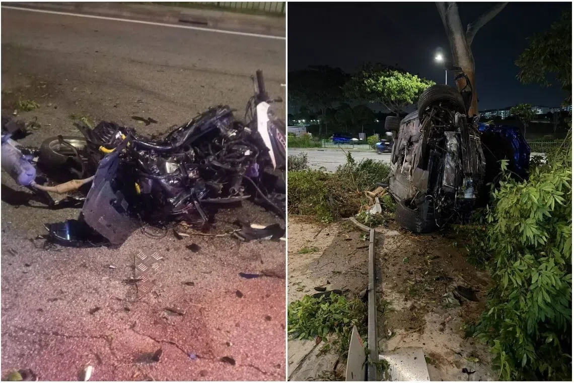 In photos of the accident in Tampines circulating on social media, various vehicles can be seen in severely damaged states.