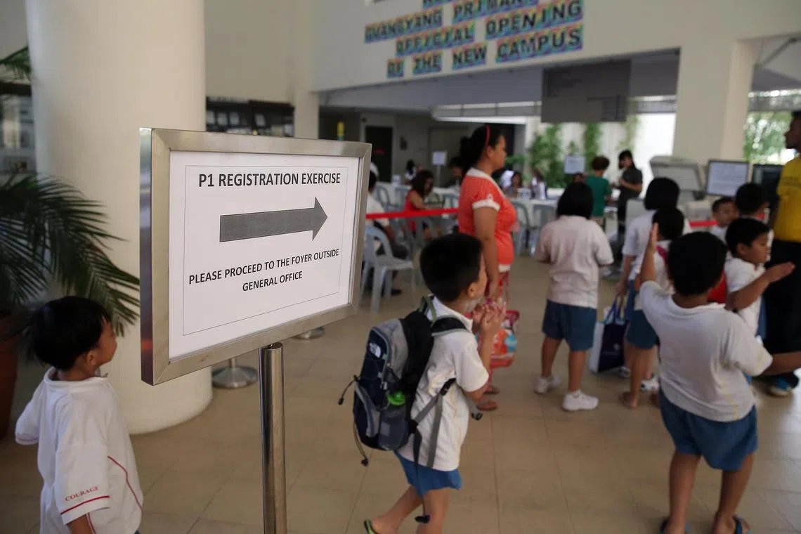 Primary 1 registration exercise at Guangyang Primary School. 