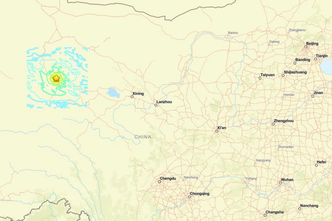 The quake struck a high-altitude area in the prefecture of Haixi in Qinghai with a depth of 10km at 5.06pm Beijing time on June 16.