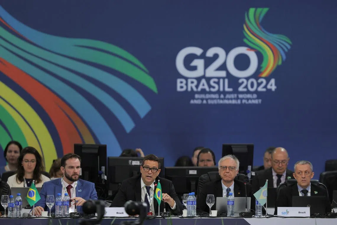 Brazil's Central Bank President Roberto Campos Neto speaks during the opening of the G20 Finance Ministers and Central Banks Governors meeting, in Sao Paulo, Brazil, February 28, 2024. REUTERS/Carla Carniel