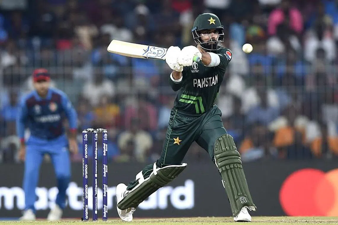 Cricket - ICC Cricket World Cup 2023 - Pakistan v Afghanistan - MA Chidambaram Stadium, Chennai, India - October 23, 2023 Pakistan's Shadab Khan in action REUTERS/Samuel Rajkumar