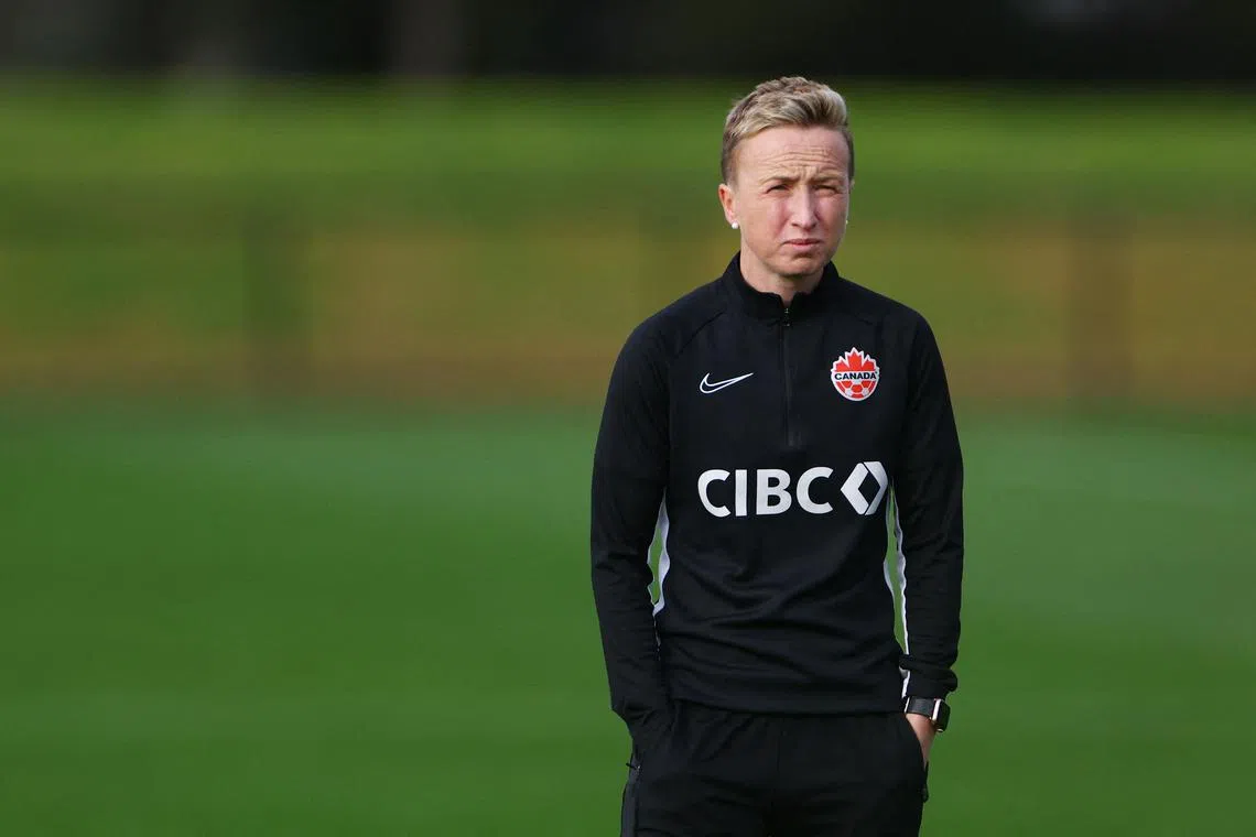 FILE PHOTO: Soccer Football - FIFA Women’s World Cup Australia and New Zealand 2023 - Group B - Canada Training - Olympic Park, Melbourne, Australia - July 24, 2023 Canada coach  Bev Priestman during training REUTERS/Hannah Mckay/File Photo